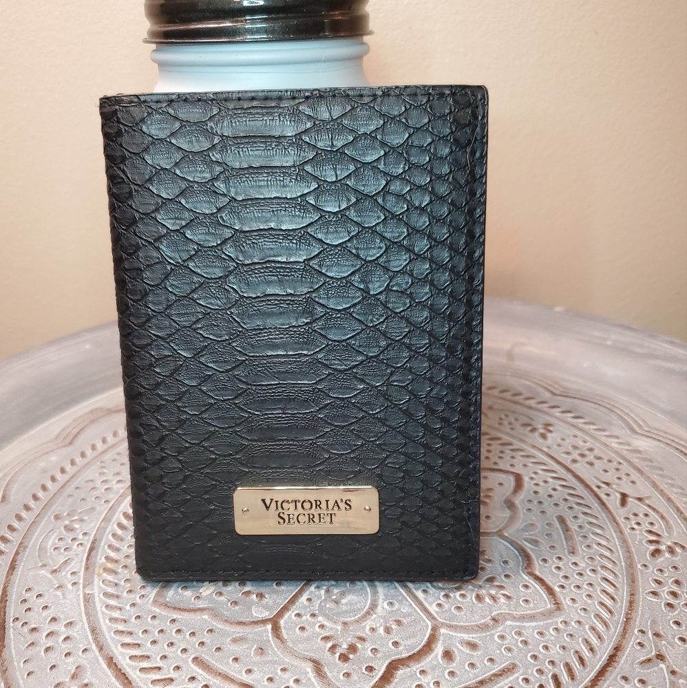 Victoria's Secret Black alligator print passport cover/ID card holder